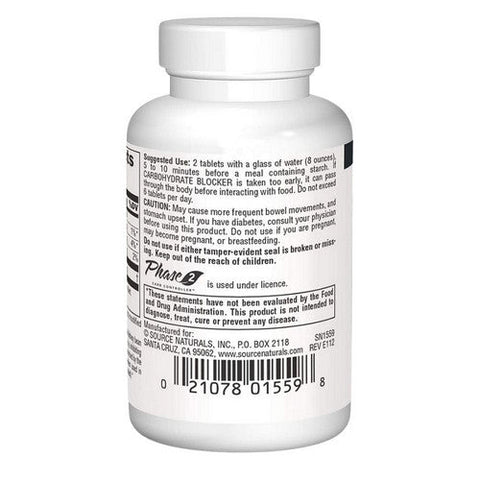 Source Naturals, Phase 2 Carbohydrate Blocker, 500 mg, 30 Tabs Source Naturals