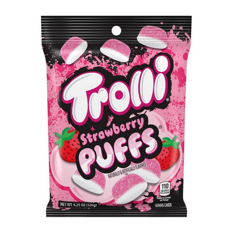 Strawberry Puffs Sour Gummy Worms Candy 4.5 Oz (Case Of 12) by Trolli