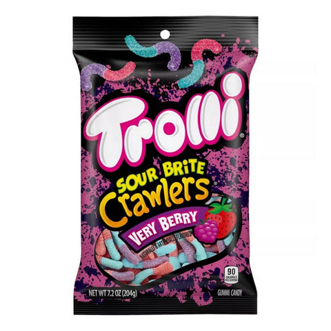 Sour Brite Crawlers Very Berry Gummi Candy 7.2 Oz (Case Of 8) by Trolli