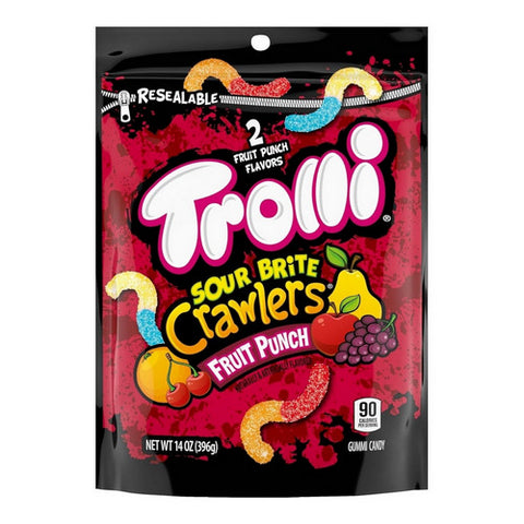 Sour Brite Crawlers Candy Fruit Punch Flavored Sour Gummy Worms 14 Oz (Case Of 6) by Trolli