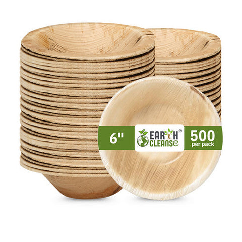 Earth Cleanse, Areca Palm Leaf Bowls Round 6-Inch, Pack of 500 Earth Cleanse