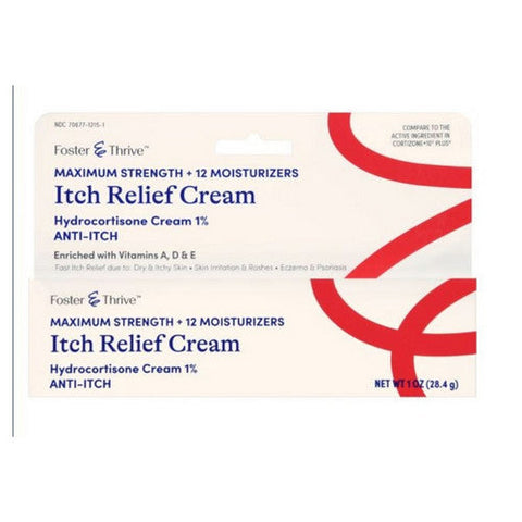Foster And Thrive, Maximum Strength + 12 Moisturizers Itch Relief Cream, 1 Oz Foster And Thrive