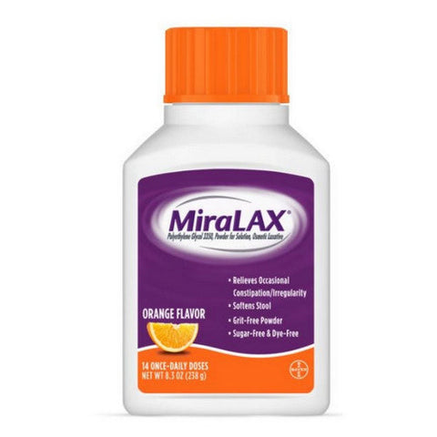 Miralax, Polyethylene Glycol 3350 Osmotic Laxative Powder Orange, 8.3 Oz Miralax