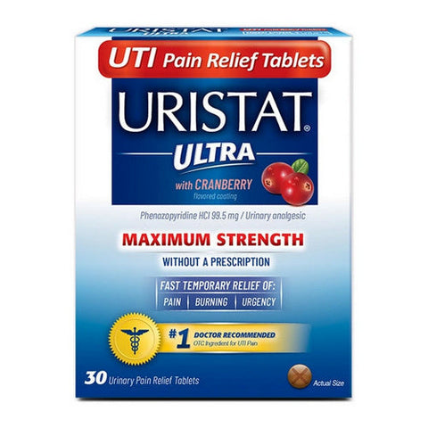 Uristat, Uti Pain Relief Tablets Ultra With Cranberry Flavored Coating, 30 Count