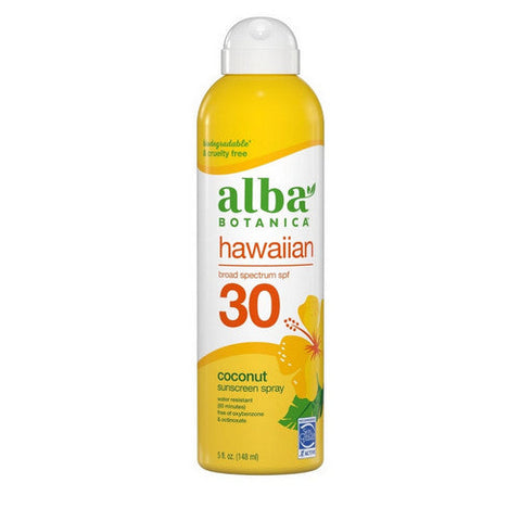 Alba Botanica, Hydrating Sunscreen Spray SPF 30 Broad Spectrum Protection, 5 Oz Alba Botanica