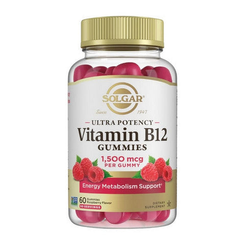 Ultra Potency Vitamin B12 Gummies Raspberry 60 Count by Solgar