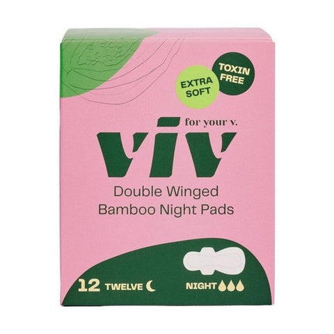 Viv For Your V, Bamboo Organic Overnight Pads For Women, 12 Count Viv For Your V