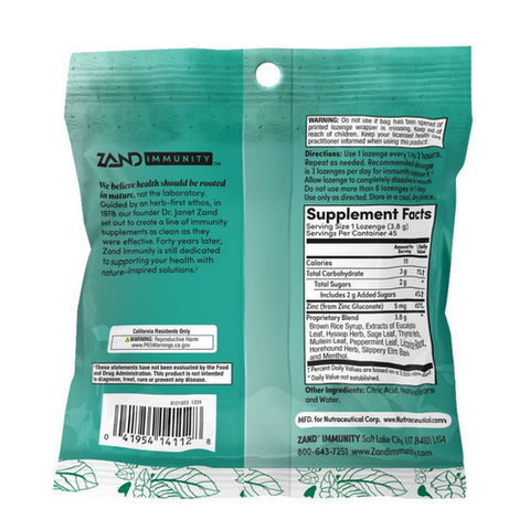 Zand, Immunity Menthol Lozenges, 45 Count