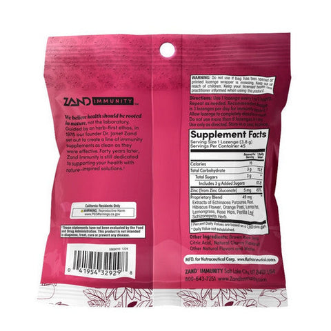 Zand, Cherry Echinacea Zinc Lozenges, 45 Count