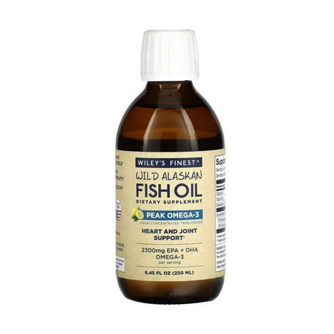 Wiley's Finest, Wild Alaskan Fish Oil Peak Omega-3 Liquid Natural Lemon, 8.45 Oz