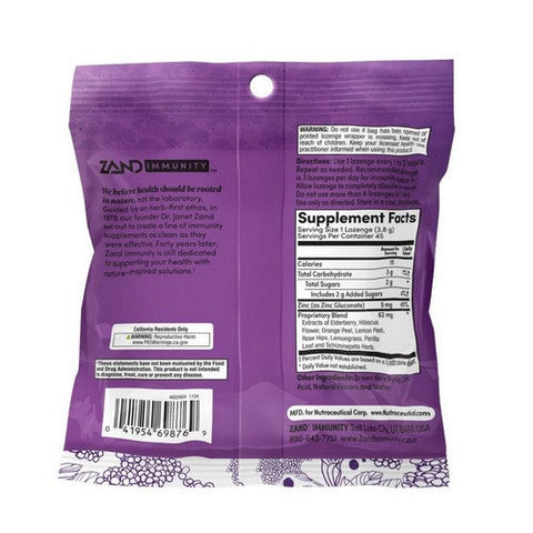 Zand, Elderberry Zinc Lozenges, 45 Count