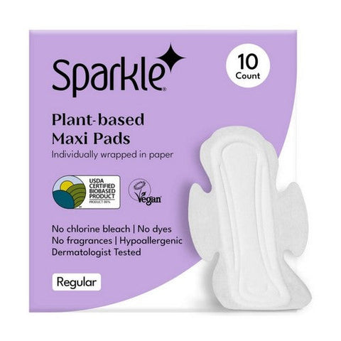 Sparkle, Plant Based Maxi Pads Regular, 10 Count Sparkle