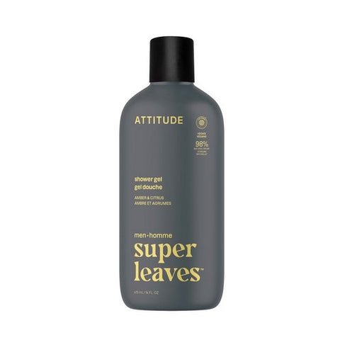 Super Leaves Men Shower Gel Amber And Citrus 14 Oz by Attitude