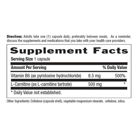 Country Life, L-Carnitine with B-6, 500 MG, 60 Caps Country Life