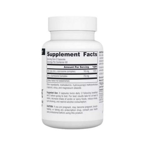 Source Naturals, Gastricsoothe Zinc L-Carnosine, 37.5 Mg, 120 Caps Source Naturals