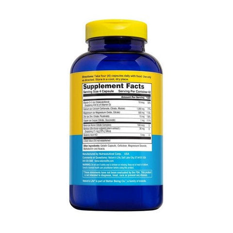 Nature's Life, Calcium Magnesium Zinc Mineral Complex, 1000/600/15 mg, 250 Caps Nature's Life