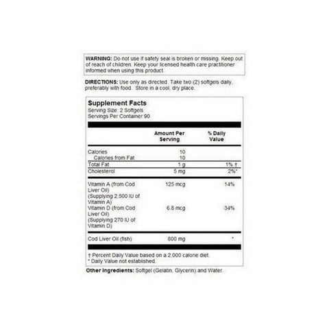Nature's Life, Cod Liver Oil Concentrate, 1000 mg, 90 softgels Nature's Life