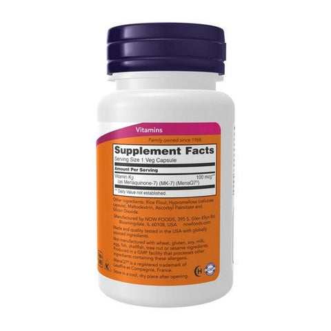 Now Foods, MK-7 Vitamin K-2, 100 mcg, 60 vcaps Now Foods