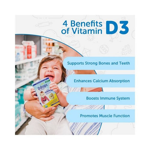 Ddrops, Baby Liquid Vitamin D3 Drops, 400 IU, 0.08 Oz Ddrops