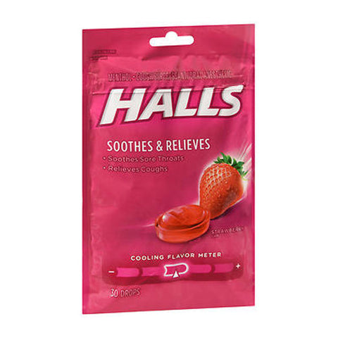 Halls, Mentho-Lyptus Cough Drops Strawberry, 30 Count Halls